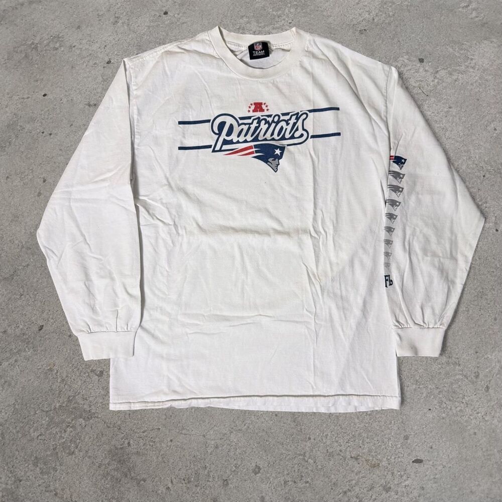 Y2K 2000’s New England Patriots White Long Sleeve NFL Football Mens Size Medium